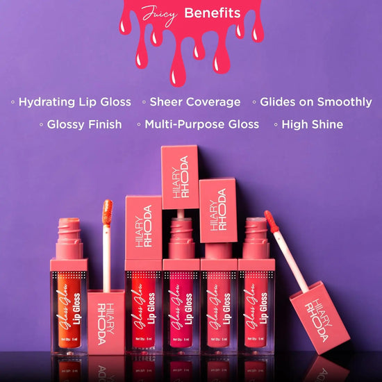Hilary Rhoda Glass Glow Lip Gloss – Nourishing, Hydrating, High Shine, Juicy & Plump Lips, 5ml (Peach Me)