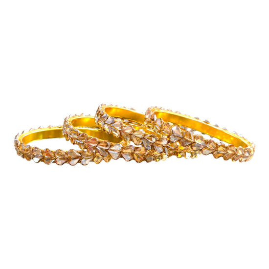 Elegant Golden Crystal Bangle Bracelet – Handcrafted Statement Jewelry