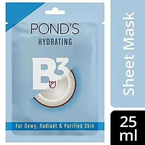POND'S Hydrating Sheet Mask with Coconut Water & Vitamin B3 | Deep Hydration for Radiant, Dewy Skin | Paraben-Free & Biodegradable | 25ml - GEHNA IMITATION JEWELLERY