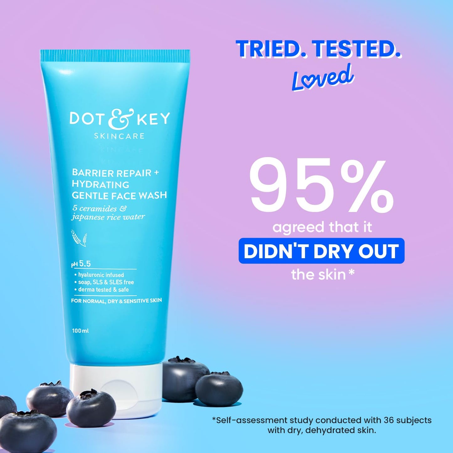 Dot & Key Barrier Repair Gentle Face Wash – 100ml | With Ceramides & Probiotics | Hydrating Cleanser for Dry, Normal & Sensitive Skin | Unisex Use