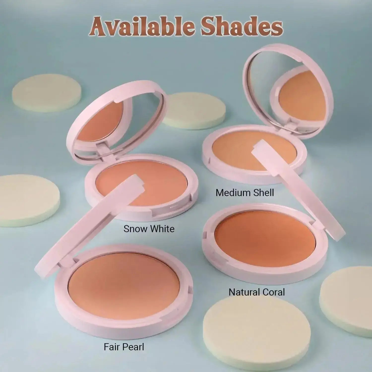 Iba Pure Skin Mattifying Compact in four shades: Snow White, Medium Shell, Natural Coral, Fair Pearl, oil-free matte finish, SPF 15