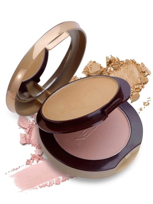 Insight Instant Glow Highlighter Powder with SPF 24, matte finish, blendable for a radiant look, shown with packaging and powder.