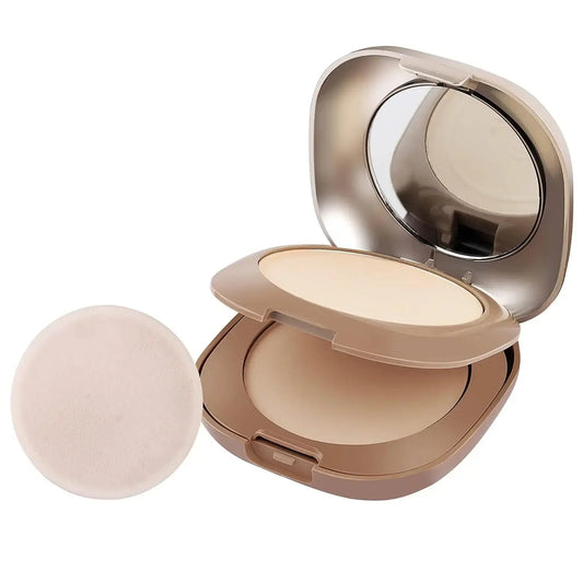 MARS Compact Powder with built-in mirror, lightweight formula, and oil-control for a matte finish.