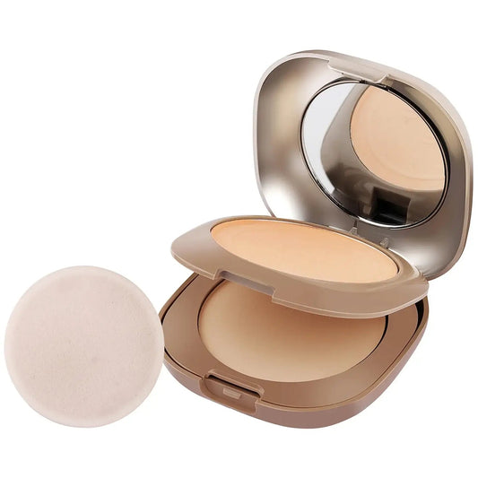 MARS Compact Powder with built-in mirror and applicator for a smooth, matte finish and oil control for all skin types.