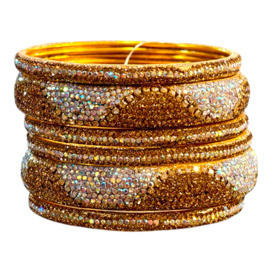 Elegant White Gold stone  Bangles Set